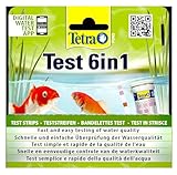 Tetra Pond Test 6in1 - Wassertest für den Teich, schnelle und einfache Überprüfung der Wasserqualität im Gartenteich, 1 Dose (25 Teststreifen)