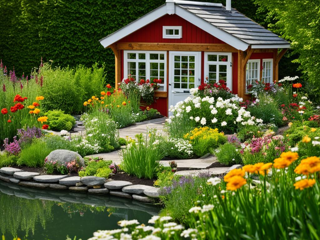 Gartenhäuser im Frühling